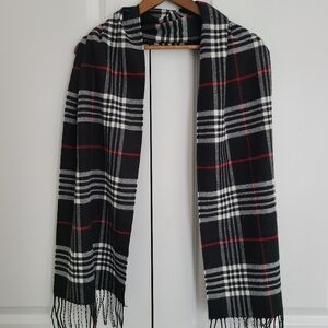 Unisex Patterned Black And White Scarf
